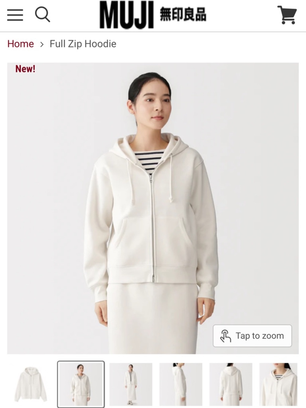 Muji full zip hoodie | off white